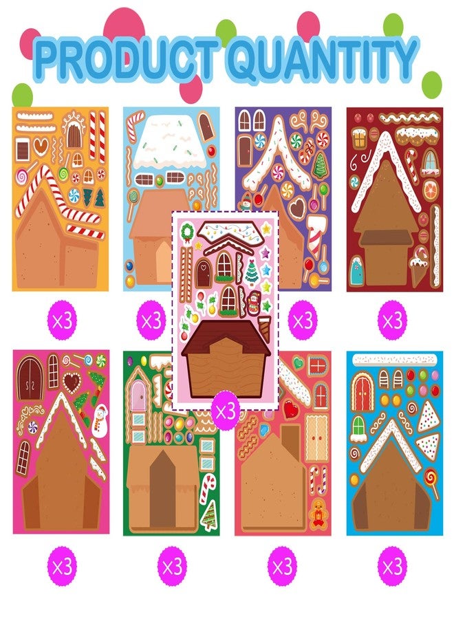 OTAITY Make a Gingerbread House Stickers 27 PCS Make Your Own Stickers Christmas Crafts for Kids DIY Gingerbread House Christmas Party Classroom Art Activity Favors - Image 2